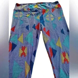 Lularoe TC blue geometric leggings . NWOT. Hashtag pattern over geometric.
